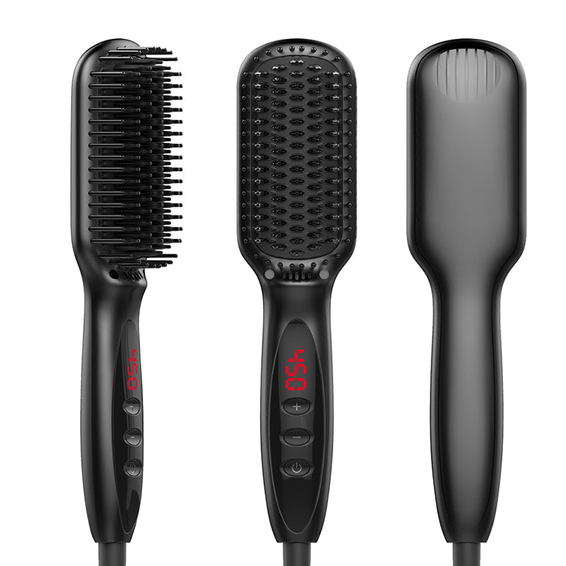 Ionic Hair Straightener Brush Irons Comb Salon Fast Heat Ceramic Hair Straightening Brush Quick Beard Straightener PTC fast Heat up