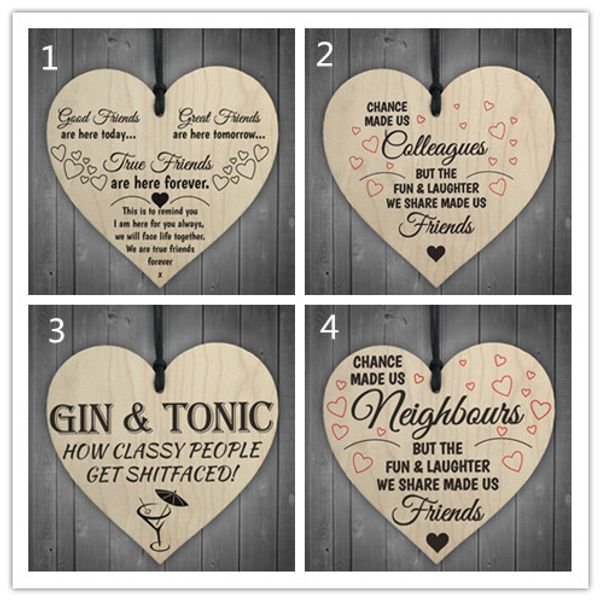 Xmas Wooden LOVE Christmas Chip Hanging Gift Plaque Pendant Heart Shape Letter Friendship Wine Bottle Decor Pendant Tags XB1