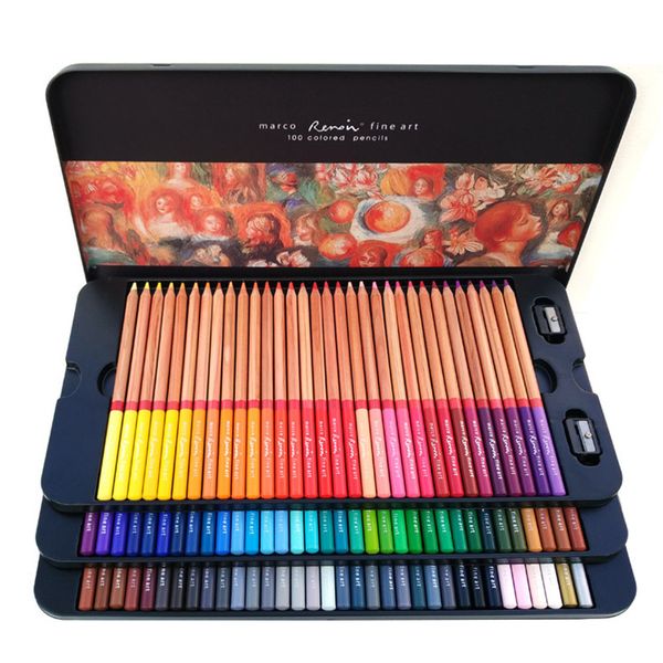 Marco Renoir 24-36-48-72-100 Colors Pencil Set Painting Pens with boxes profesionales Crayons Colouring Drawing Pencils Set Wholesale
