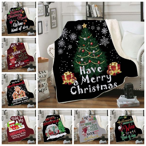 New 8style Merry Christmas Blanket Rectangle Plush Throw Blankets Fleece Cloaks Kids Bedding Sheet Cover Thickening Mantle Bedspread