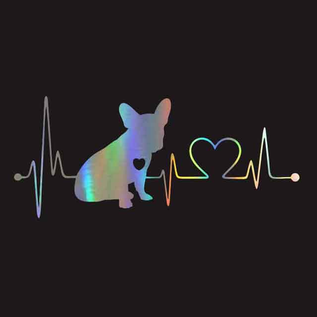 Car Sticker 3D 18*7.7cm French Bulldog Heartbeat Bumper Sticker On Car Funny Stickers and Decals Vinyl Decor