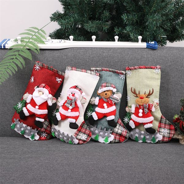 Big Christmas Stockings Santa Snowman Reindeer Bear Stocking Candy Bag Gift Holders Xmas Decorations Party Accessory JK1910