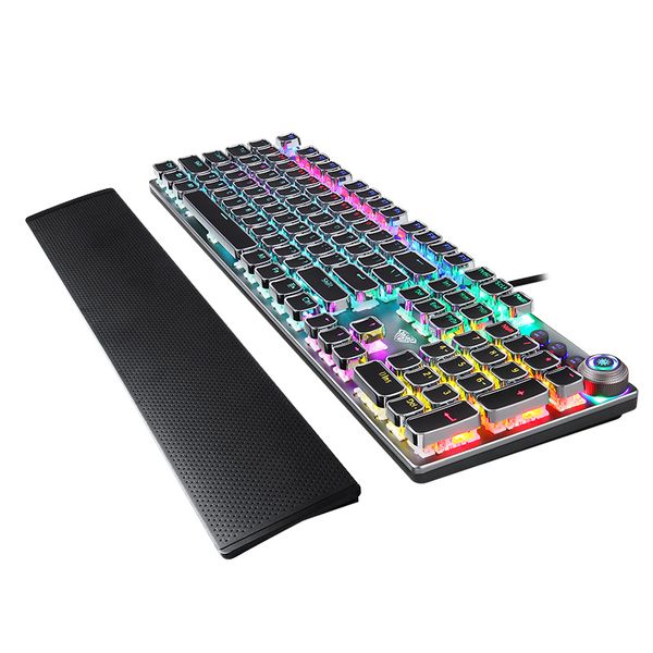 Mechanical Keyboard Metal USB Wired Gaming Keyboard 104 Keys Wired Backlit Metal Anti-ghosting for Computer PC Illuminous Keys