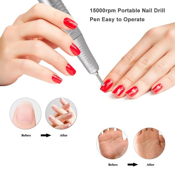 Electric Nail Drill Pen USB File Polish Grind Manicure Pedicure Machine Nails Art Tools