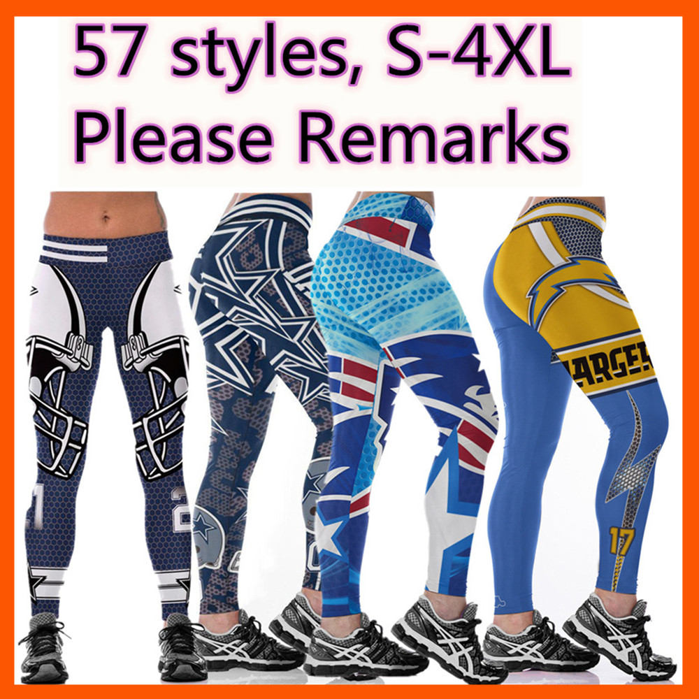 wholesale Hot Womens football Rugby team Yoga Pants High Waist Stretchy Jogging Gym Tights Fitness 3D Digital Print Slim Workout Leggings