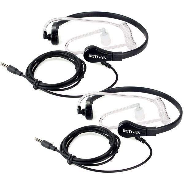 2PCS 1 Pin 3.5mm Throat MIC Headsets Covert Air Tube Earpieces for Mobile Phones