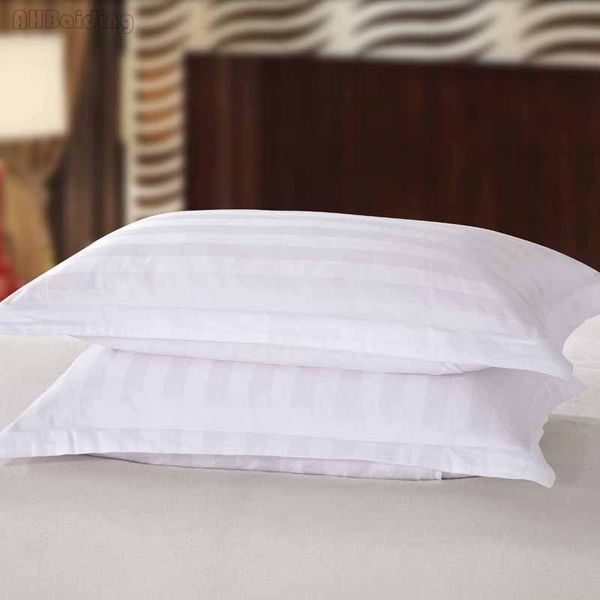 Pure White Hotel Pillow Case 100% Satin Cotton Increase Density Striped Pillow Cover One Pair Bed Pillowcases 50x80cm-58x88cm Size