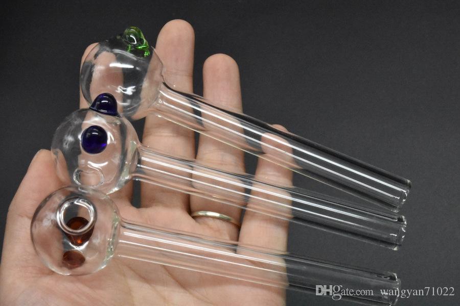 12cm Curved thick Pyrex glass tube oil pipe tobacco steamrollers Pipes with Different Colored Balancer Water oil Pipe Smoking