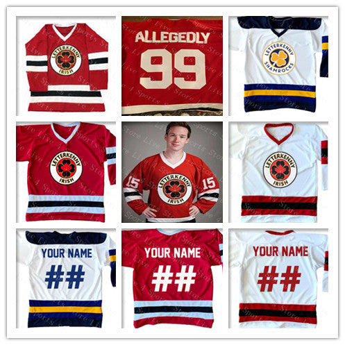 Custom Men&#039;s Letterkenny IRISH Jersey Hockey 69 SHORESY 68 REILLY Embroidery Aany Name Any Number Jerseys Red White Navy Alternate 4XL