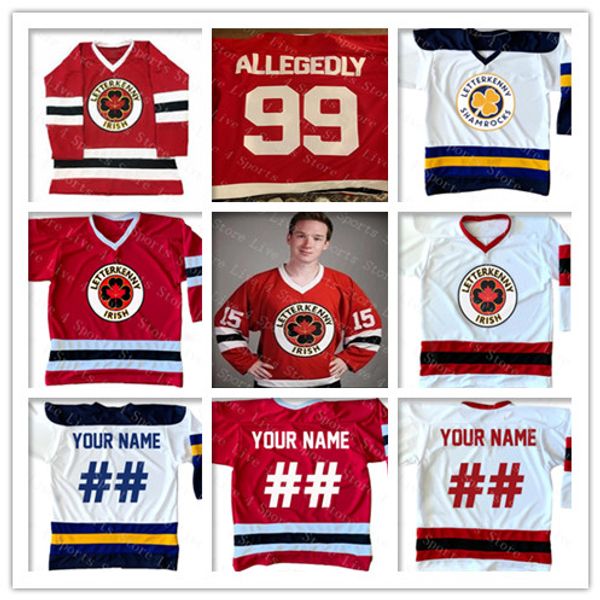 Mens Custom Letterkenny IRISH Hockey Jersey 69 Shoresy 68 Reilly Embroidery Any Name Number Red-White-Navy Alternate 4XL