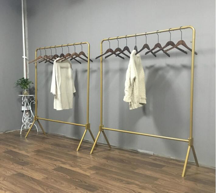 children&#039;s room iron cloth rack Bedroom Furniture Nordic fashion women&#039;s clothing store gold racks floor standing adult clothes shelf