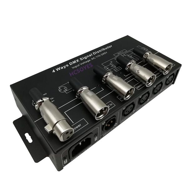 Freeshipping DMX124 AC100V-240V input DMX512 amplifier Splitter DMX signal repeater 4CH 4 output ports DMX signal distributor 4.9