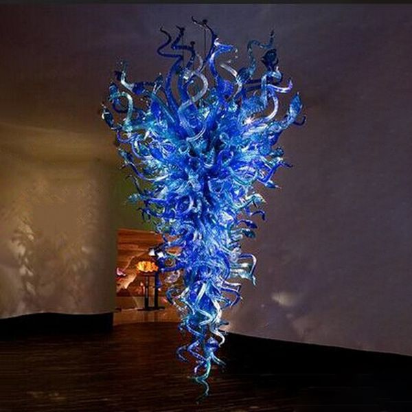 Blue Pendant Lamps Murano Chandeliers Super Modern Big Chandelier Lighting LED Bulbs Handmade Glass Indoor Lights Pendants Drops for House D