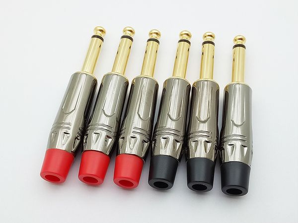 50pcs-25pairs Gold plated mono jack 6.35mm connector audio microphone video 6.35 adapter microphone 6.35 male plug converter