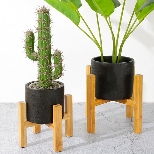 Portable Single Bay Bamboo Flower Stand Mini Flower Pot Holder Plant Pot Shelf Four-legged Vase Slip Bracket