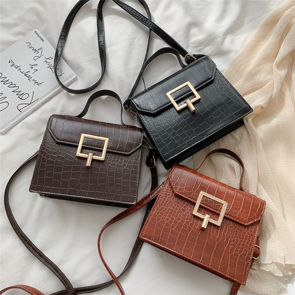 Western style French mobile phone bags women Pouches texture stone pattern shoulder phones crossbody bag