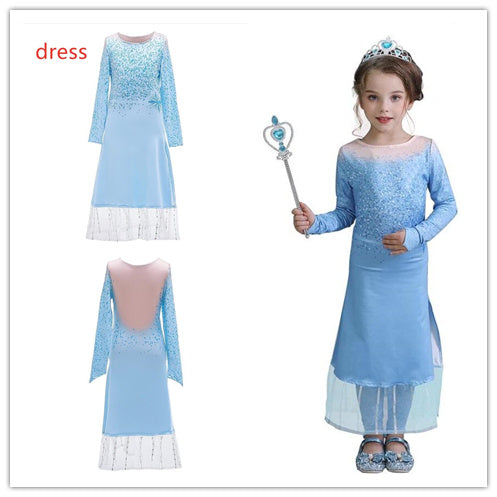 2020 Girl Snow queen 2 II Snow Queen Princess Dress Baby Snowflake Costume Party Cosplay Fancy Dresses Kids Sequins Skirts MF 003