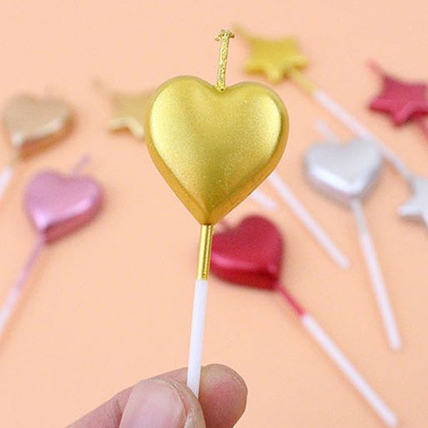 50pcs-lot Heart Shape Candle Love Candles Mini Candle Birthday Cake Decor Candles Valentine&#039;s Day Decoration 5 Colors Wholesale Hartvor