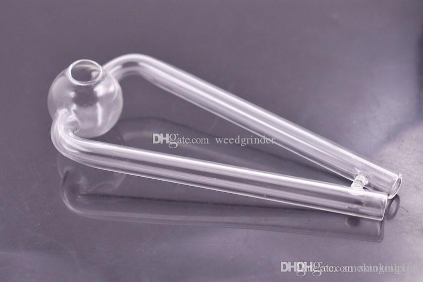 Newest double tube glass oil burner smoking pipe 14cm big clear glass oil tube smoking hand pipe