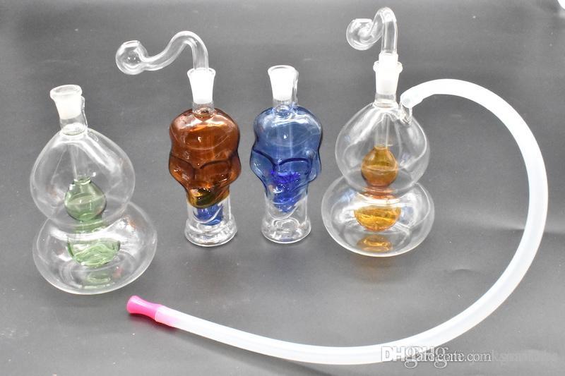 2style colorful mini Glass Skull gourd bubbler oil rig Bongs Water Pipe Percolator Hookah Smoking Tobacco Oil Rigs bongs pipe