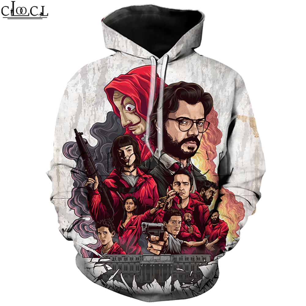 Factory Wholesale La Casa De Papel Hoodies 3D Print Women Men Jogging Sweatshirt Money Heist The Paper House Streetwear Wild Pullovers