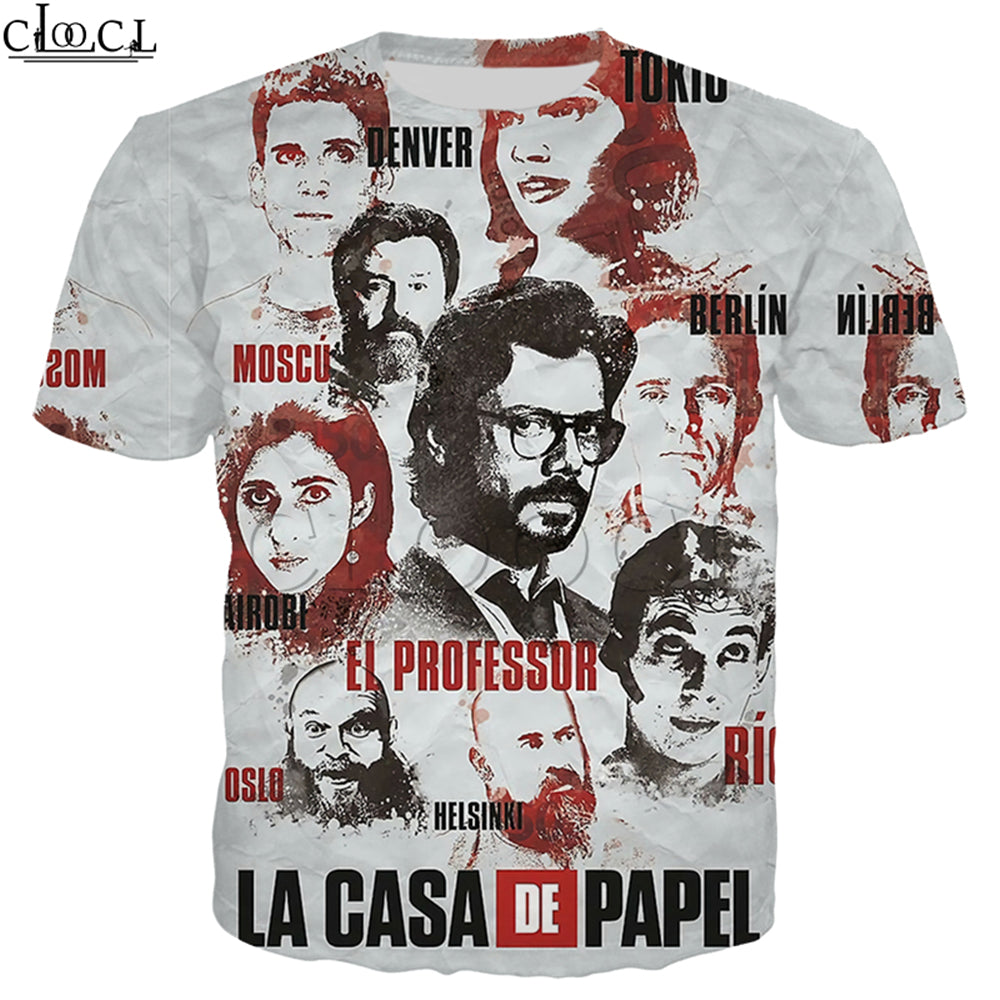 Movie La Casa De Papel T Shirt Women Men 3D Print Short Sleeve Sweatshirts Money Heist The Paper House Casual Streetwear Tops