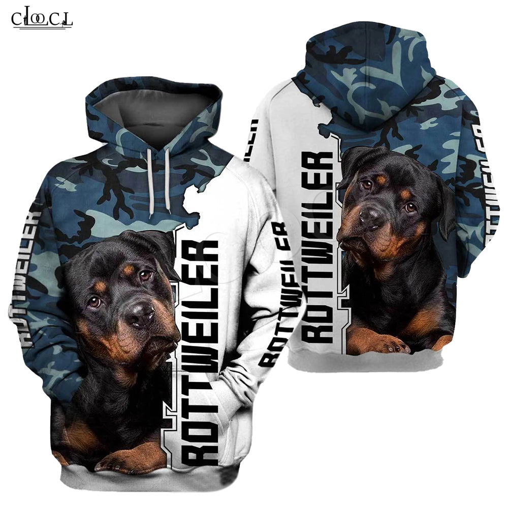 2020 Fashion Animal Rottweiler Dog Camo 3D Print Hoodie Men Women Casual Pet Dog Designs Sweatshirt Hooded Coat