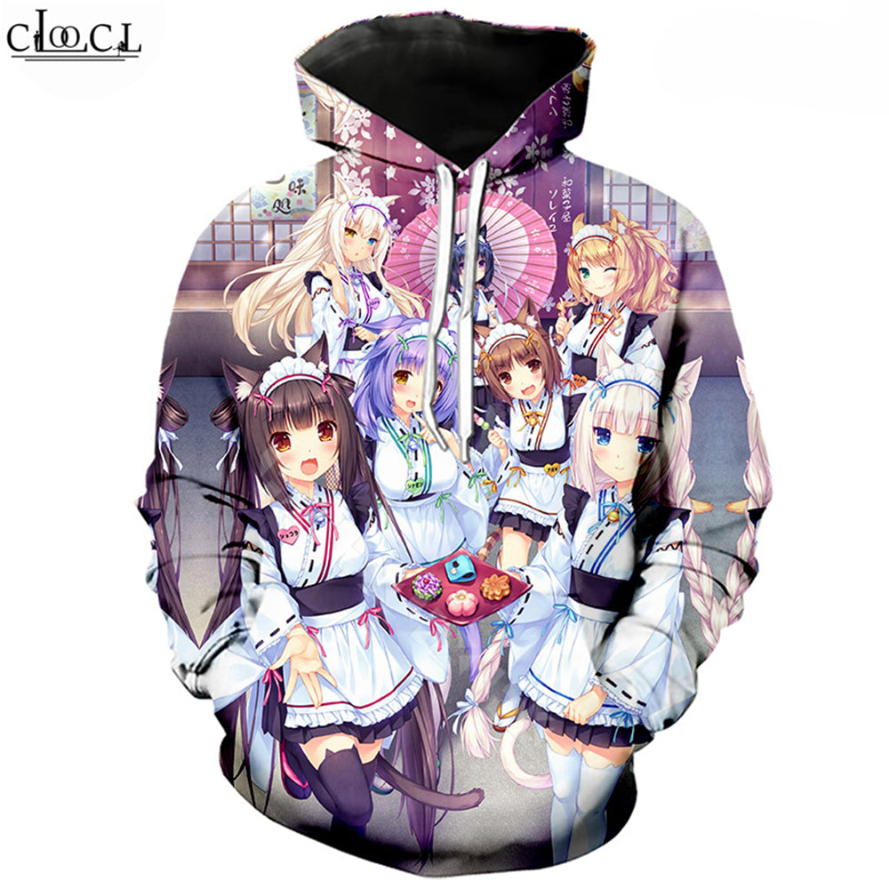 Anime Games Nekopara Hoodie Men Women Pullovers 3D Print Cute Girl Chocolat Vanilla Long Sleeve Hip Hop Streetwear Hooded Coat