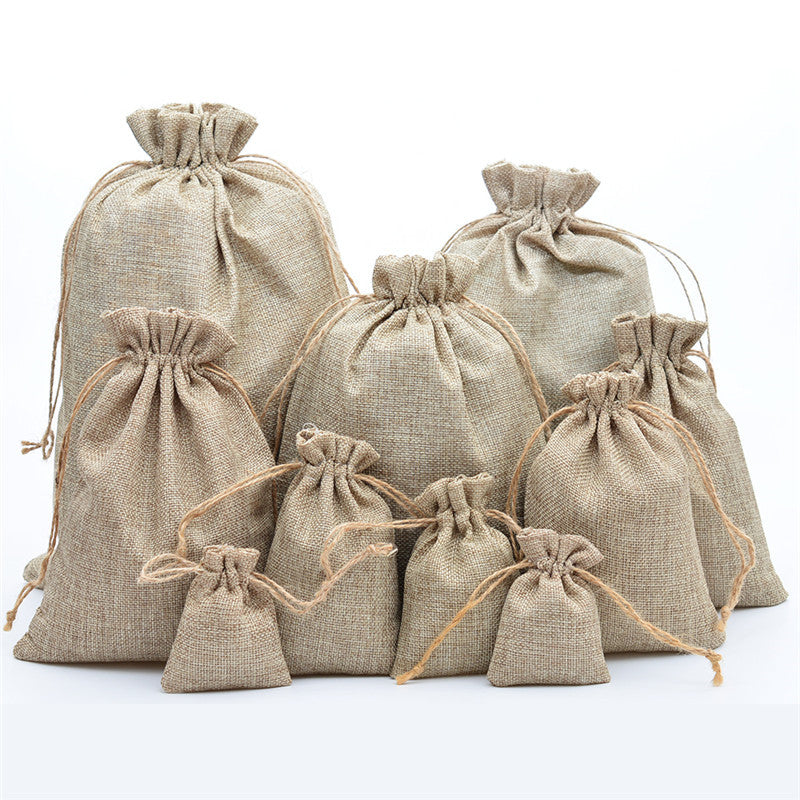 Natural Jute Drawstring Bags Stylish Hessian Burlap Wedding Favor Holders For Coffee Bean Candy Gift Bag Pouch