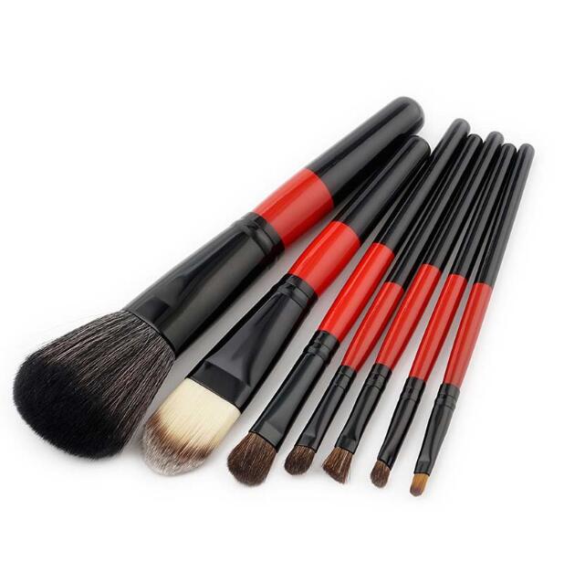 Professional 7Pcs Makeup brushes set for Eye shadow Blush cosmetics wood handle soft nylon hair make-up accessories 6sets-lot drop shipping