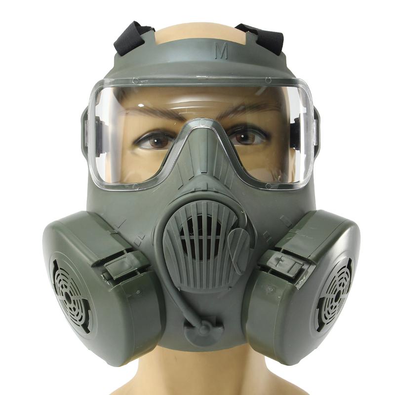 3 interface Full Face Mask Respirator Gas Mask Dust With Dual Filters Breathing Valve Safety Protective Glasses