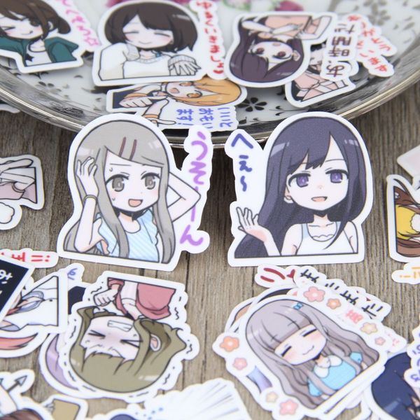 40 pcs Japanese girl expression situation homemade stickers toy-based decals luggage laptop skateboard refrigerator snowboard st