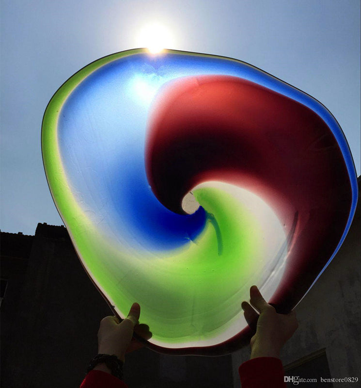 Italian Style Murano Flower Glass Plates Wall Arts Spiral Luxury 100% Hand Blown Glass Hanging Plates