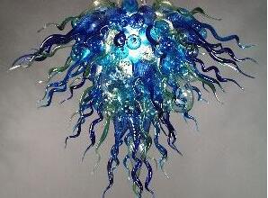 Blue Color Lamps Chandeliers LED Bulbs Hand Blown Excellent Art Decor Glass Chandelier Light