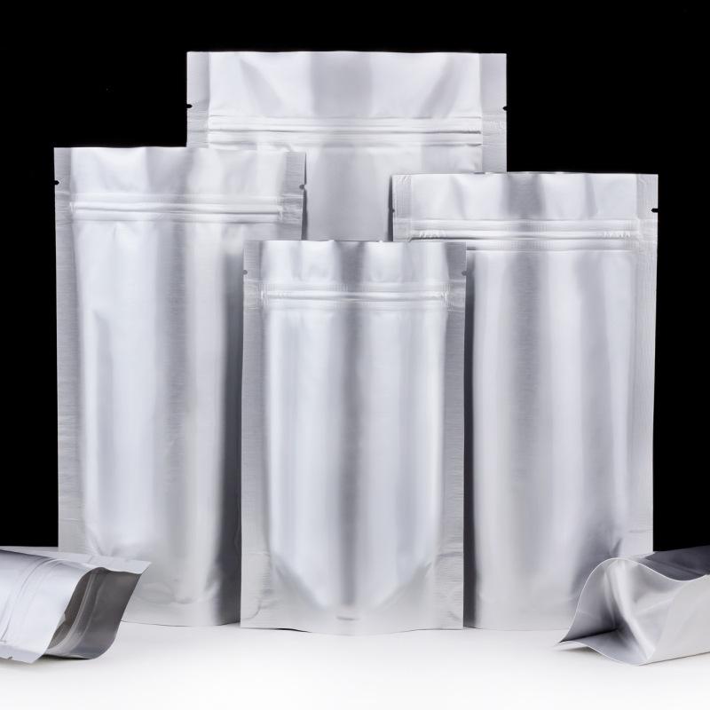 50PCS 24Silk Pure Aluminum Self-supporting Closure pockets Aluminum Foil Sealed Bag Opaque Dried Fruit Food Packaging
