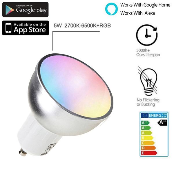 WiFi LED Bulbs Spotlight Smart Light Bulb Multicolor Lights Dimmable Lamp Color Changing Wireless Voice Remote Control Schedule Timing
