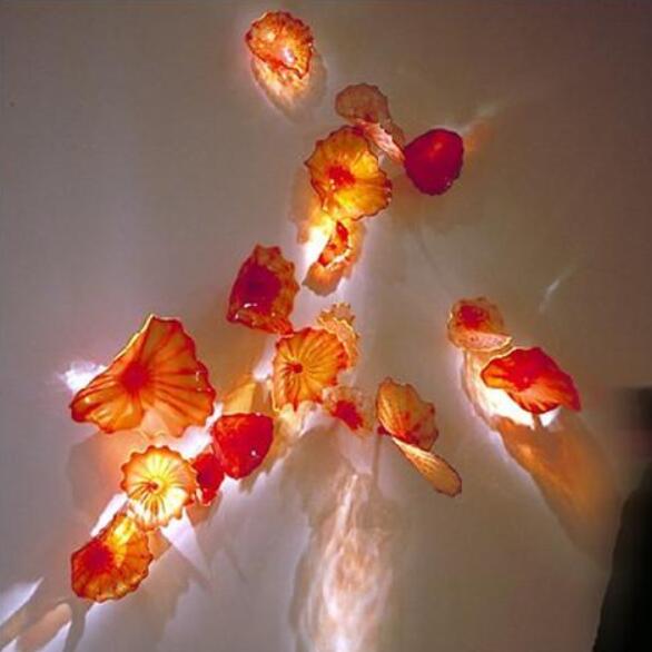 100% Handmade Blown Lamp Art Plates Style Colored Murano Decoration Glass Plate Wall Lamps for Home Decor