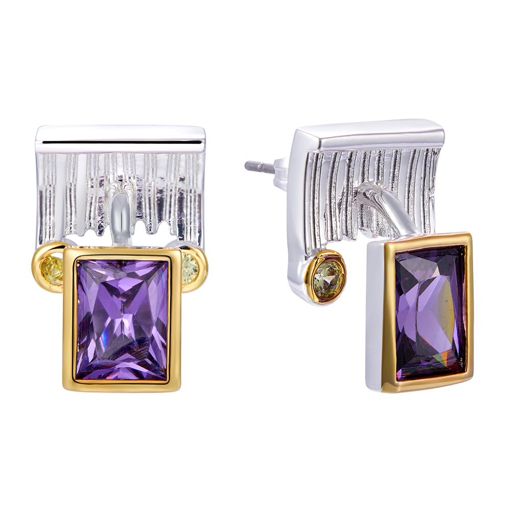 Charming Rectangle Purple Earrings Siver Color Jewellery OL Design Jewelry New earring for Women