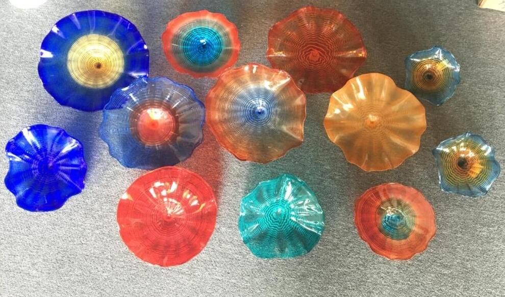 High Quality Multi Color Murano Flower Arts Lamp Hanging Plates Wall Art for Home and Hotel Decoration