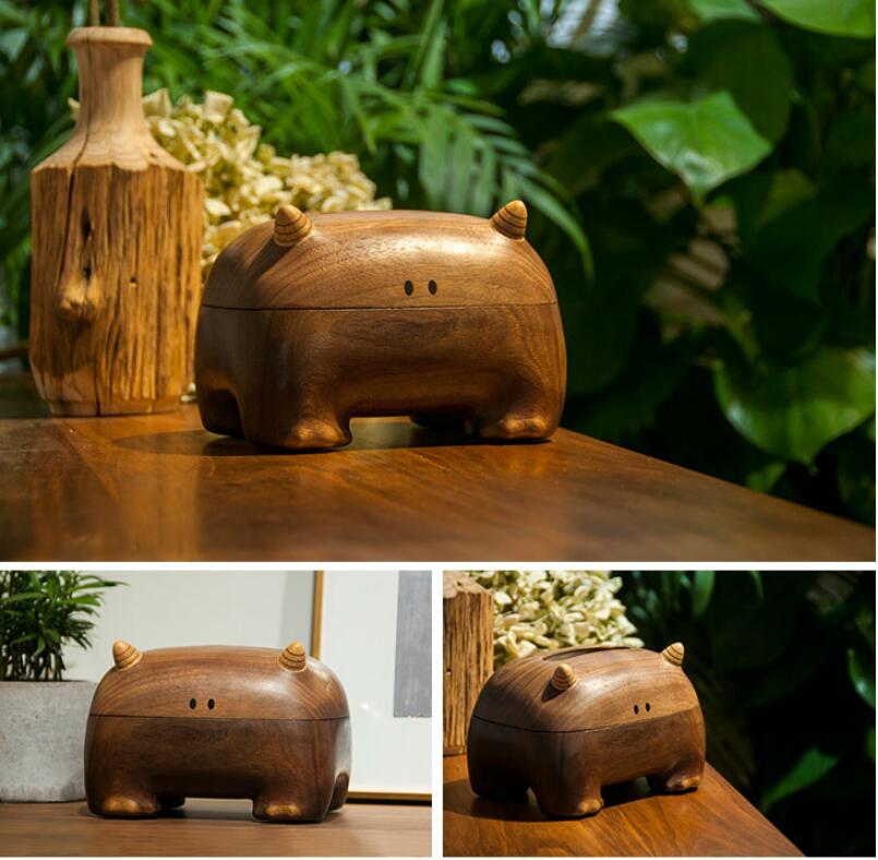 Bighorn weird tissue boxes solid wood simple Nordic household living room wooden box decoration creative