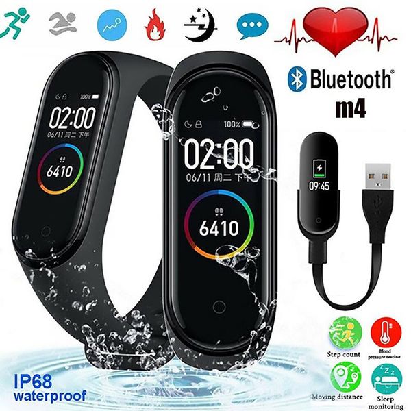 100pcs M4 Smart Fitness Tracker Watch Wristband Sport bracelet Heart Rate 0.96 inch Smartband Monitor Health PK mi Band 4