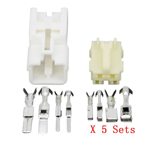 5 Sets DJ7041Y-2.2-4.8-11-21 Female and Male 4 Pin Car Connector Electrical Plastic Socket Wire Automotive Connector
