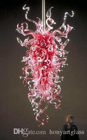 Free Shipping AC Led Bulbs 110v-240v High Ceiling Lamp Home Pink Modern Blown Glass Chandelier