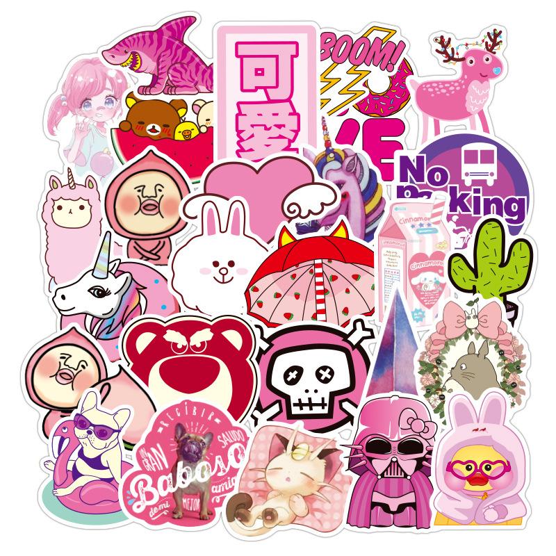 Pink Sticker Trolley Case Car Computer Skateboard Waterproof Sticker Scooter Motorcycle