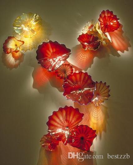 Urban Design Hand Blown Art Glass Table Platter Home Decor Wall Art Wall Plates Glass Wall Hanging Mount -LRW0019