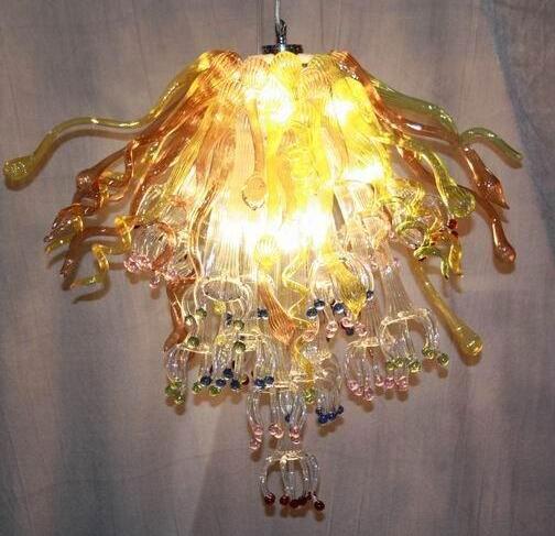 Lamps Home-Wedding Decorative Pendants Lighting Colorful Pendant Lights Flower Shape LED Bulbs Hand Blown Murano Glass Chandeliers