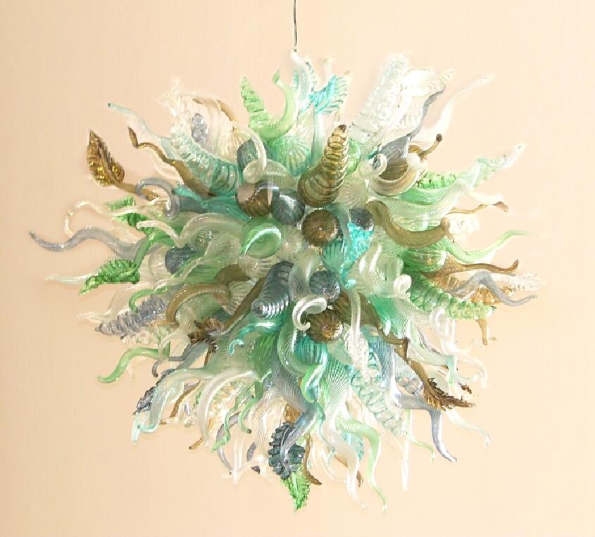 Modern Murano Glass Ball Chandelier Multi Colored Hand Blown Glass Pendant Lamps LED Bulbs Foliage Miscellaneous Chain Chandelier Lighting