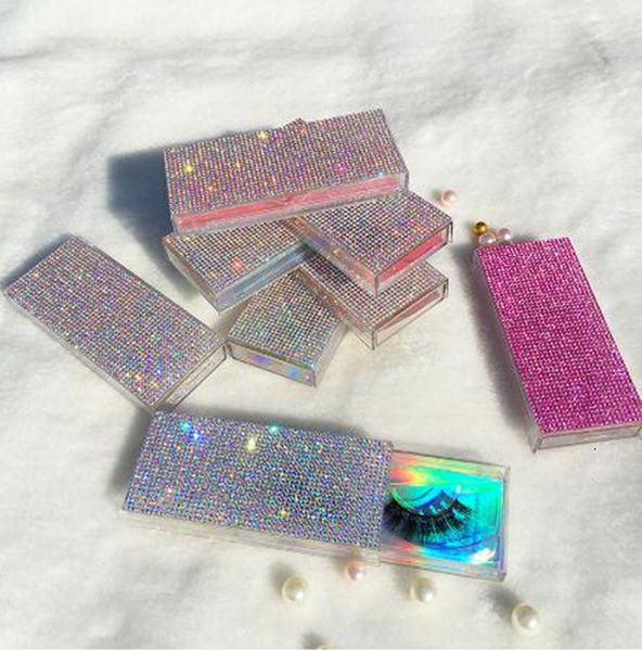 Glitter Rhinestone Lash Case 3D Mink Eyelashes Empty Custom Packing Boxes Glitter Rhinestone Lashes Cases Without Eyelash GGA3220