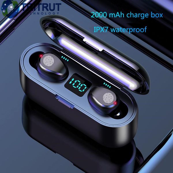 F9 TWS Wireless Earphone Bluetooth V5.0 Earbuds Bluetooth Headphone LED Display With 2000mAh Power Bank Headset With Microphone MQ01