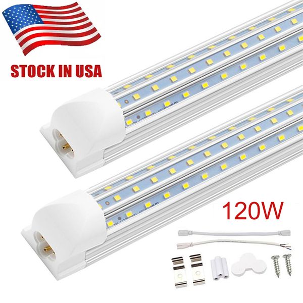 8ft 120W Tube Lights, V-Shaped D-Shape T8 Double Sides Integrated LED Tubes for Cooler Door, 270° Beam Angle, Cool White, 2024 Stock In US d